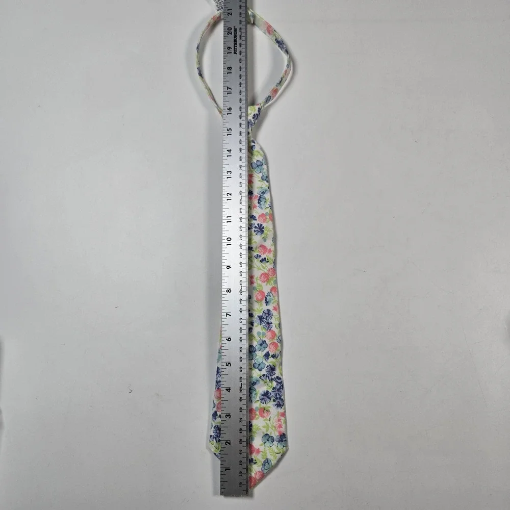 Janie and Jack Necktie Kids 6+ White Floral Pre-Tied Adjustable Wedding Easter‎